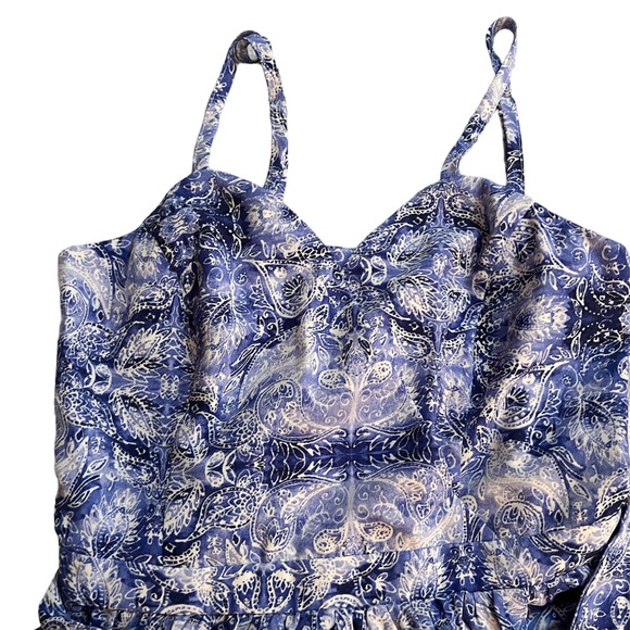 NWT Aqua Women’s Paisley Handkerchief-Hem Dress in Blue/White Paisley - Picture 3 of 10